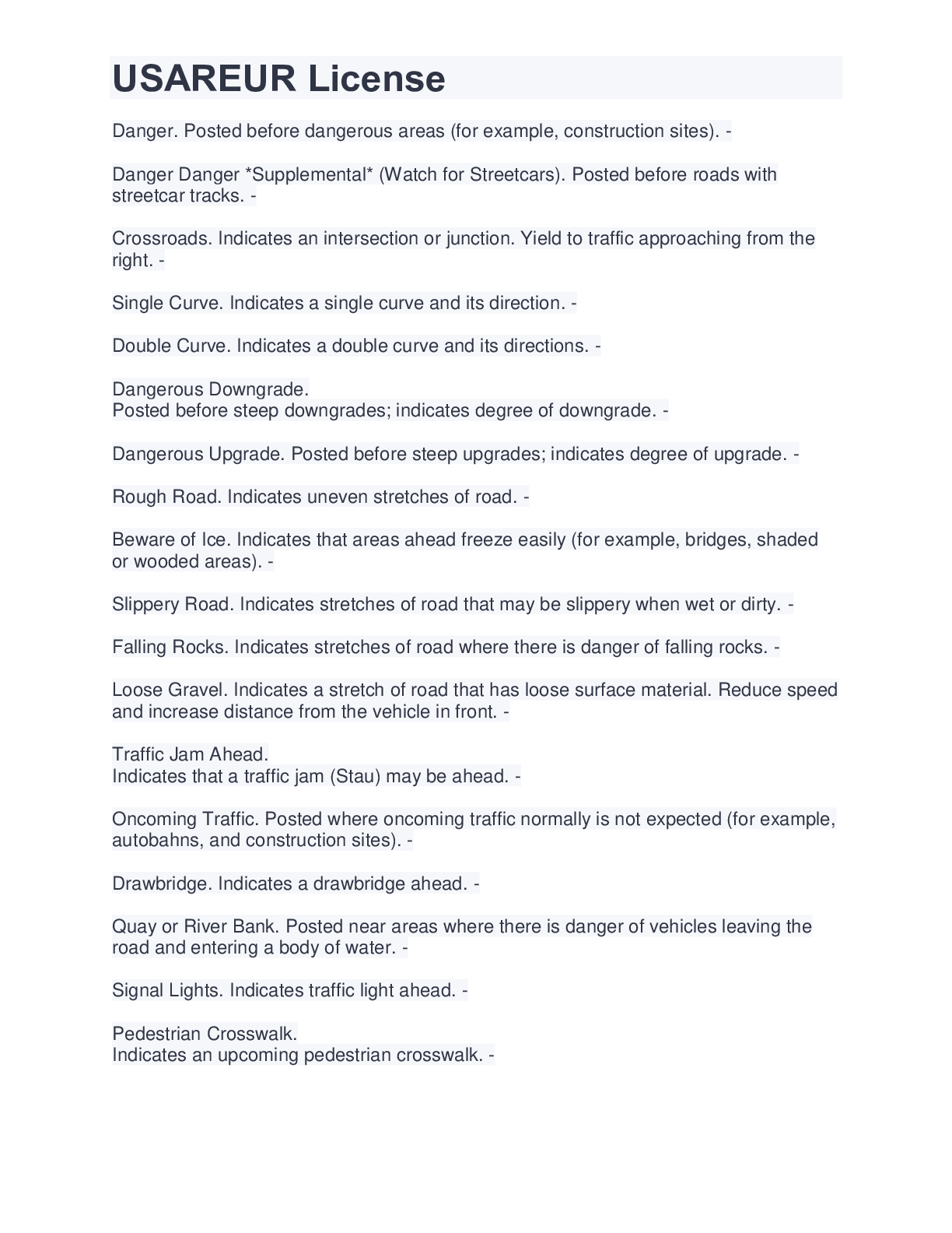 Preview image of USAREUR License document